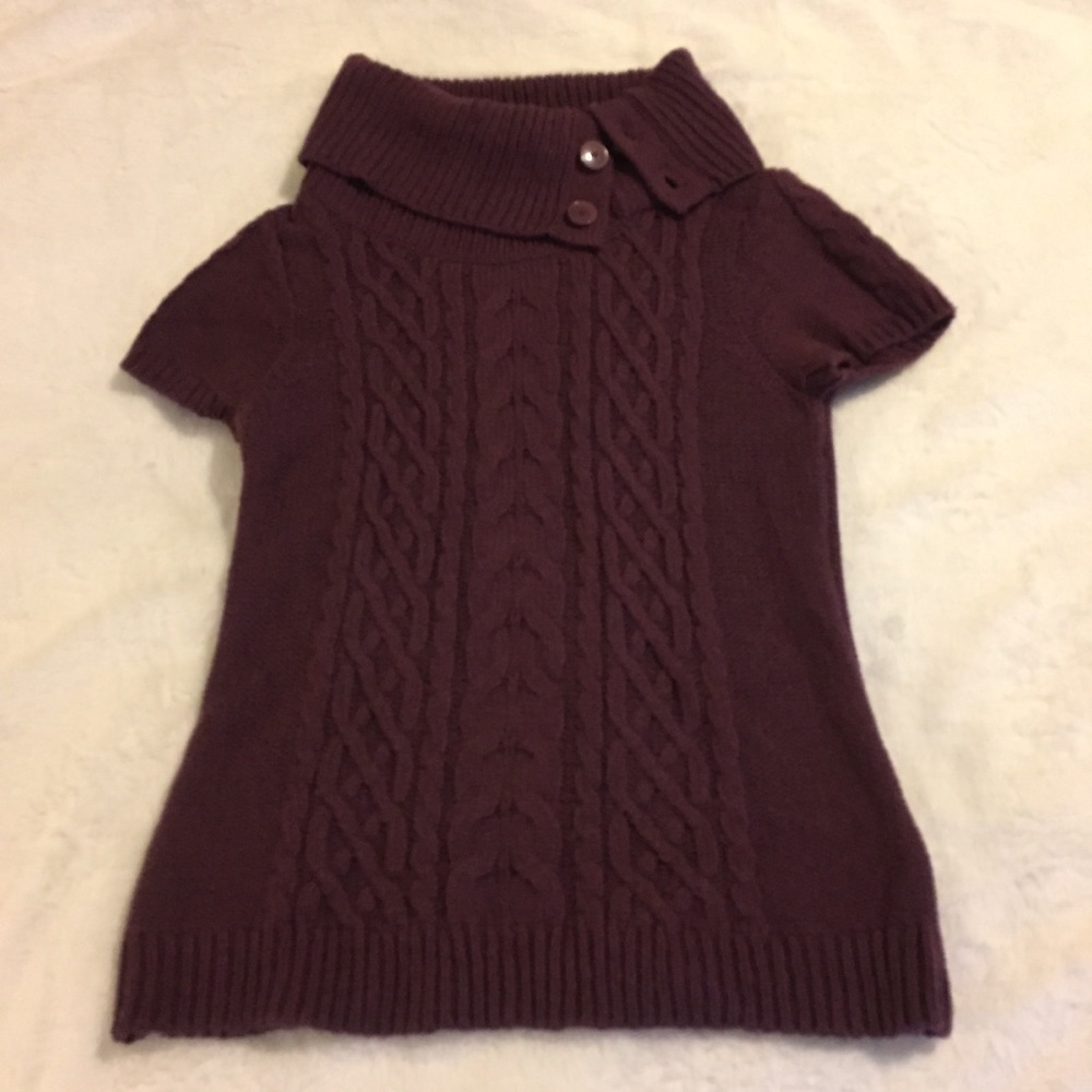 Apt9 Short Sleeved Sweater W/ Buttoned Turtle Neck